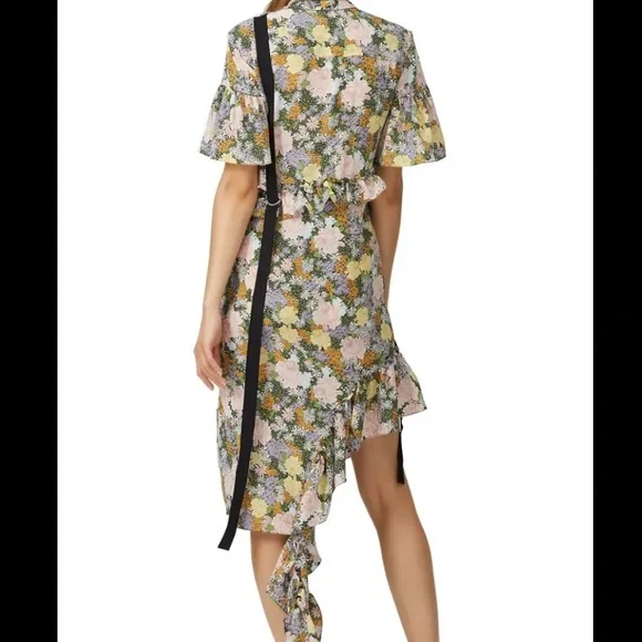 ROKH Floral ruffle midi dress NWOT - Picture 3 of 4